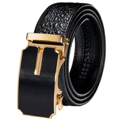 Hi-Tie Crocodile Designer Luxury Genuine Leather Belts for Men Casual Jeans Belt Strap Gold Automatic Buckle Black Belt PD-2036