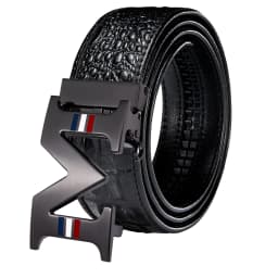 Hi-Tie Crocodile Designer Luxury Genuine Leather Belts for Men Casual Jeans Belt Strap Gold Automatic Buckle Black Belt PD-2036