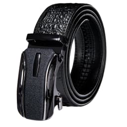 Hi-Tie Crocodile Designer Luxury Genuine Leather Belts for Men Casual Jeans Belt Strap Gold Automatic Buckle Black Belt PD-2036