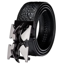 Hi-Tie Crocodile Designer Luxury Genuine Leather Belts for Men Casual Jeans Belt Strap Gold Automatic Buckle Black Belt PD-2036