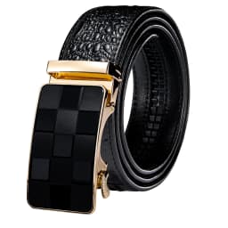Hi-Tie Crocodile Designer Luxury Genuine Leather Belts for Men Casual Jeans Belt Strap Gold Automatic Buckle Black Belt PD-2036