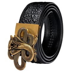 Hi-Tie Crocodile Designer Luxury Genuine Leather Belts for Men Casual Jeans Belt Strap Gold Automatic Buckle Black Belt PD-2036