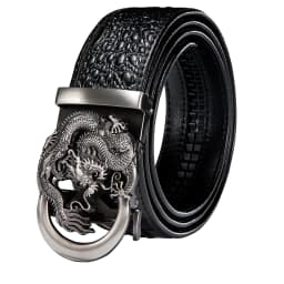 Hi-Tie Crocodile Designer Luxury Genuine Leather Belts for Men Casual Jeans Belt Strap Gold Automatic Buckle Black Belt PD-2036