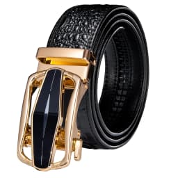 Hi-Tie Crocodile Designer Luxury Genuine Leather Belts for Men Casual Jeans Belt Strap Gold Automatic Buckle Black Belt PD-2036