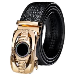 Hi-Tie Crocodile Designer Luxury Genuine Leather Belts for Men Casual Jeans Belt Strap Gold Automatic Buckle Black Belt PD-2036