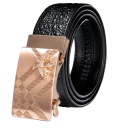 Hi-Tie Crocodile Designer Luxury Genuine Leather Belts for Men Casual Jeans Belt Strap Gold Automatic Buckle Black Belt PD-2036