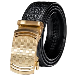 Hi-Tie Crocodile Designer Luxury Genuine Leather Belts for Men Casual Jeans Belt Strap Gold Automatic Buckle Black Belt PD-2036