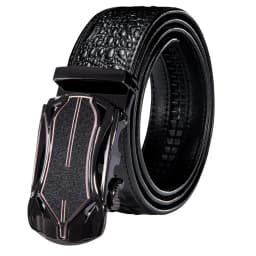 Hi-Tie Crocodile Designer Luxury Genuine Leather Belts for Men Casual Jeans Belt Strap Gold Automatic Buckle Black Belt PD-2036