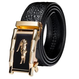 Hi-Tie Crocodile Designer Luxury Genuine Leather Belts for Men Casual Jeans Belt Strap Gold Automatic Buckle Black Belt PD-2036