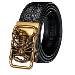 Hi-Tie Crocodile Designer Luxury Genuine Leather Belts for Men Casual Jeans Belt Strap Gold Automatic Buckle Black Belt PD-2036
