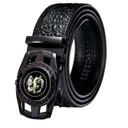 Hi-Tie Crocodile Designer Luxury Genuine Leather Belts for Men Casual Jeans Belt Strap Gold Automatic Buckle Black Belt PD-2036