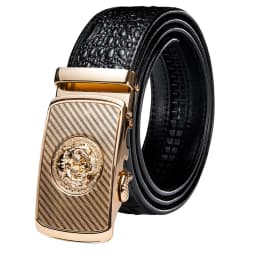 Hi-Tie Crocodile Designer Luxury Genuine Leather Belts for Men Casual Jeans Belt Strap Gold Automatic Buckle Black Belt PD-2036
