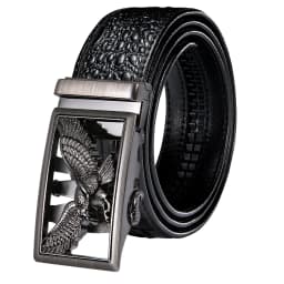 Hi-Tie Crocodile Designer Luxury Genuine Leather Belts for Men Casual Jeans Belt Strap Gold Automatic Buckle Black Belt PD-2036