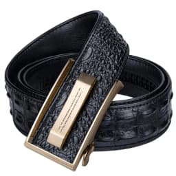 Hi-Tie Crocodile Designer Luxury Genuine Leather Belts for Men Casual Jeans Belt Strap Gold Automatic Buckle Black Belt PD-2036