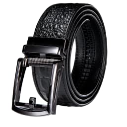 Hi-Tie Crocodile Designer Luxury Genuine Leather Belts for Men Casual Jeans Belt Strap Gold Automatic Buckle Black Belt PD-2036