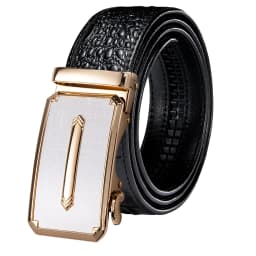 Hi-Tie Crocodile Designer Luxury Genuine Leather Belts for Men Casual Jeans Belt Strap Gold Automatic Buckle Black Belt PD-2036