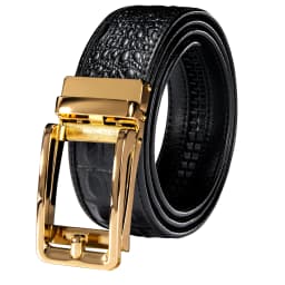 Hi-Tie Crocodile Designer Luxury Genuine Leather Belts for Men Casual Jeans Belt Strap Gold Automatic Buckle Black Belt PD-2036