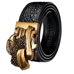Hi-Tie Crocodile Designer Luxury Genuine Leather Belts for Men Casual Jeans Belt Strap Gold Automatic Buckle Black Belt PD-2036