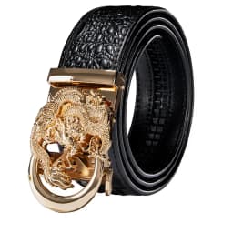 Hi-Tie Crocodile Designer Luxury Genuine Leather Belts for Men Casual Jeans Belt Strap Gold Automatic Buckle Black Belt PD-2036