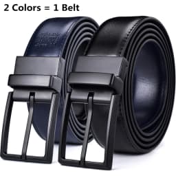 1Pcs Men's Leather Reversible Belt - Classic & Fashion Designs Two in One Belts With Rotated Buckle Ceinture Size 75-160cm