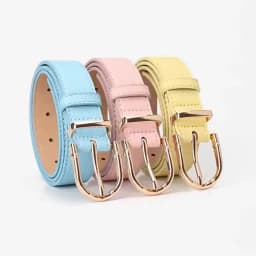 2.8x103cm Women PU Leather Belts Simple Metal Buckle Belt Girls Dress Jean Pants Waistband Belts for Lady