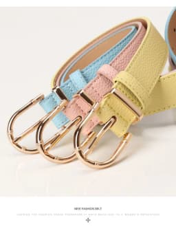 2.8x103cm Women PU Leather Belts Simple Metal Buckle Belt Girls Dress Jean Pants Waistband Belts for Lady