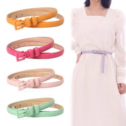 1.5x101cm Candy Color PU Leather Women Skinny Leather Belt Thin Waist Jeans Belt for Pants Fashion Metal in Pin Buckle Belt