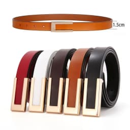Waist Decoration Versatile Leather Belt Luxury Design Women Metal Slide Buckle Belt Trouser Dress Belts