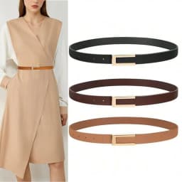Waist Decoration Versatile Leather Belt Luxury Design Women Metal Slide Buckle Belt Trouser Dress Belts