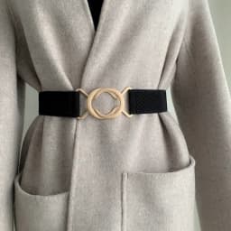 Multilayer Gold Metal Chains Women Belt Black PU Leather Elastic Wide Waist Straps Punk Rivet Belts Suit Decor Dress Waistbands