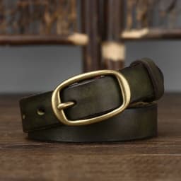 2.3cm Retro Narrow Real Thick Genuine Leather Women Belt Copper Button Western Cowboy Style Jeans Belt Female Fashion Luxury