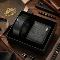 2pcs Simple and Fashionable Men's Belt Wallet Set High Quality Men's Business Belt Accessories Trendy Men's Birthday Gift
