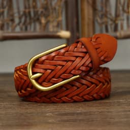 3CM Unisex Fashion Designer Weaving Belt Women And Men Full Grain Real Genuine Leather Girdle Breathable Belt For Jeans