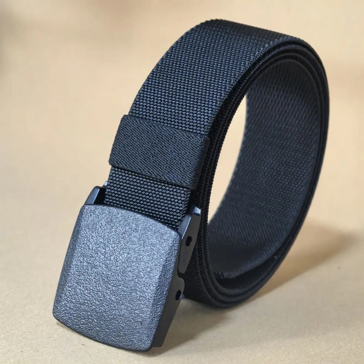 Metal Free Men's Elastic Belt Quick Release Nylon Buckle Soft Fiber Unisex Stretch Girdle Hiking Fishing Sport Belt
