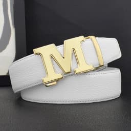 High Quality Designers Letter M White Leather Belt Men Luxury Famous Young Men Cowhide Brand Jeans Relaxed Jeans Mode Man Belt