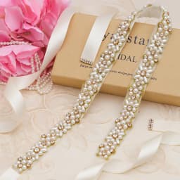 JLZXSY Handmade Pearl Beaded Bridal Wedding Belt Sash, Rhinestone Crystal Belt for Brides Bridesmaid Women Prom Dresses