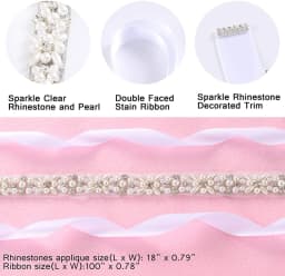JLZXSY Handmade Pearl Beaded Bridal Wedding Belt Sash, Rhinestone Crystal Belt for Brides Bridesmaid Women Prom Dresses