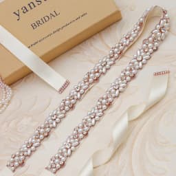 JLZXSY Handmade Pearl Beaded Bridal Wedding Belt Sash, Rhinestone Crystal Belt for Brides Bridesmaid Women Prom Dresses