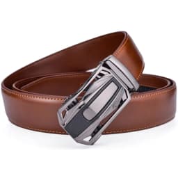 Men's Leather Ratchet Belt Dress with Slide Click Automatic Buckle Plus Size Luxury Ceinture