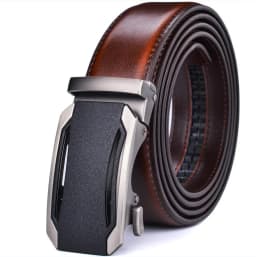 Men's Leather Ratchet Belt Dress with Slide Click Automatic Buckle Plus Size Luxury Ceinture