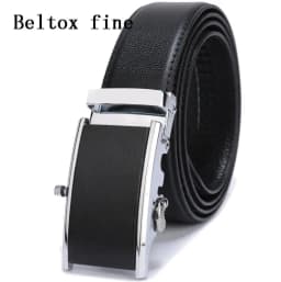 Men's Leather Ratchet Belt Dress with Slide Click Automatic Buckle Plus Size Luxury Ceinture