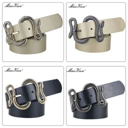 Maikun Belts for Women Snake Shape Pin Buckle Belt High Quality Leather Women Belt PU Waistband