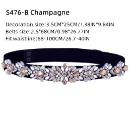 TOPQUEEN Women Dresses Elastic Belt Fashion Sparkly Rhinestone Stretch Waistband Travel Party Decoration Plus Size Customized