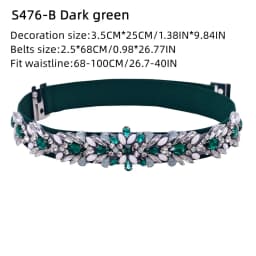 TOPQUEEN Women Dresses Elastic Belt Fashion Sparkly Rhinestone Stretch Waistband Travel Party Decoration Plus Size Customized