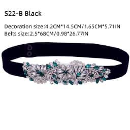 TOPQUEEN Women Dresses Elastic Belt Fashion Sparkly Rhinestone Stretch Waistband Travel Party Decoration Plus Size Customized