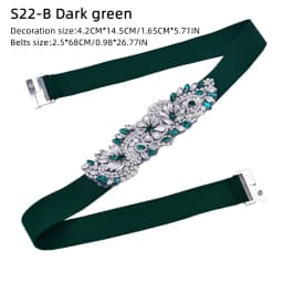 TOPQUEEN Women Dresses Elastic Belt Fashion Sparkly Rhinestone Stretch Waistband Travel Party Decoration Plus Size Customized