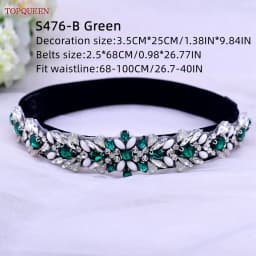 TOPQUEEN Women Dresses Elastic Belt Fashion Sparkly Rhinestone Stretch Waistband Travel Party Decoration Plus Size Customized
