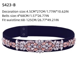 TOPQUEEN Women Dresses Elastic Belt Fashion Sparkly Rhinestone Stretch Waistband Travel Party Decoration Plus Size Customized