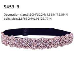TOPQUEEN Women Dresses Elastic Belt Fashion Sparkly Rhinestone Stretch Waistband Travel Party Decoration Plus Size Customized