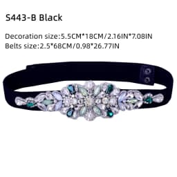 TOPQUEEN Women Dresses Elastic Belt Fashion Sparkly Rhinestone Stretch Waistband Travel Party Decoration Plus Size Customized